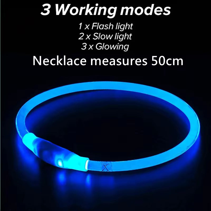 LED Dog Collar - Luminous USB Rechargeable Collar with 3 Modes for Dogs and Cats