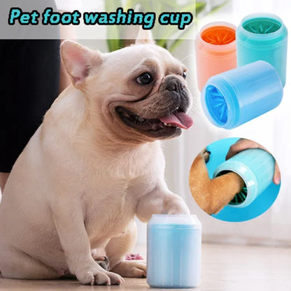 Dog Paw Cleaner Cup - Soft Silicone Foot Cleaning Brush with Towel for Portable Pet Grooming