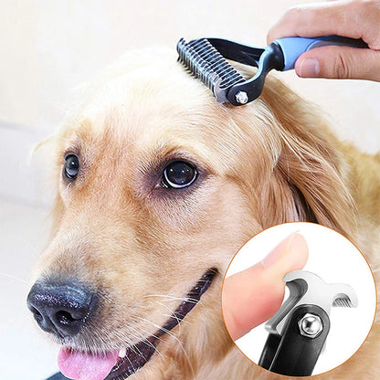 Professional Pet Deshedding Brush - Hair Remover and Knot Cutter for Dogs and Cats