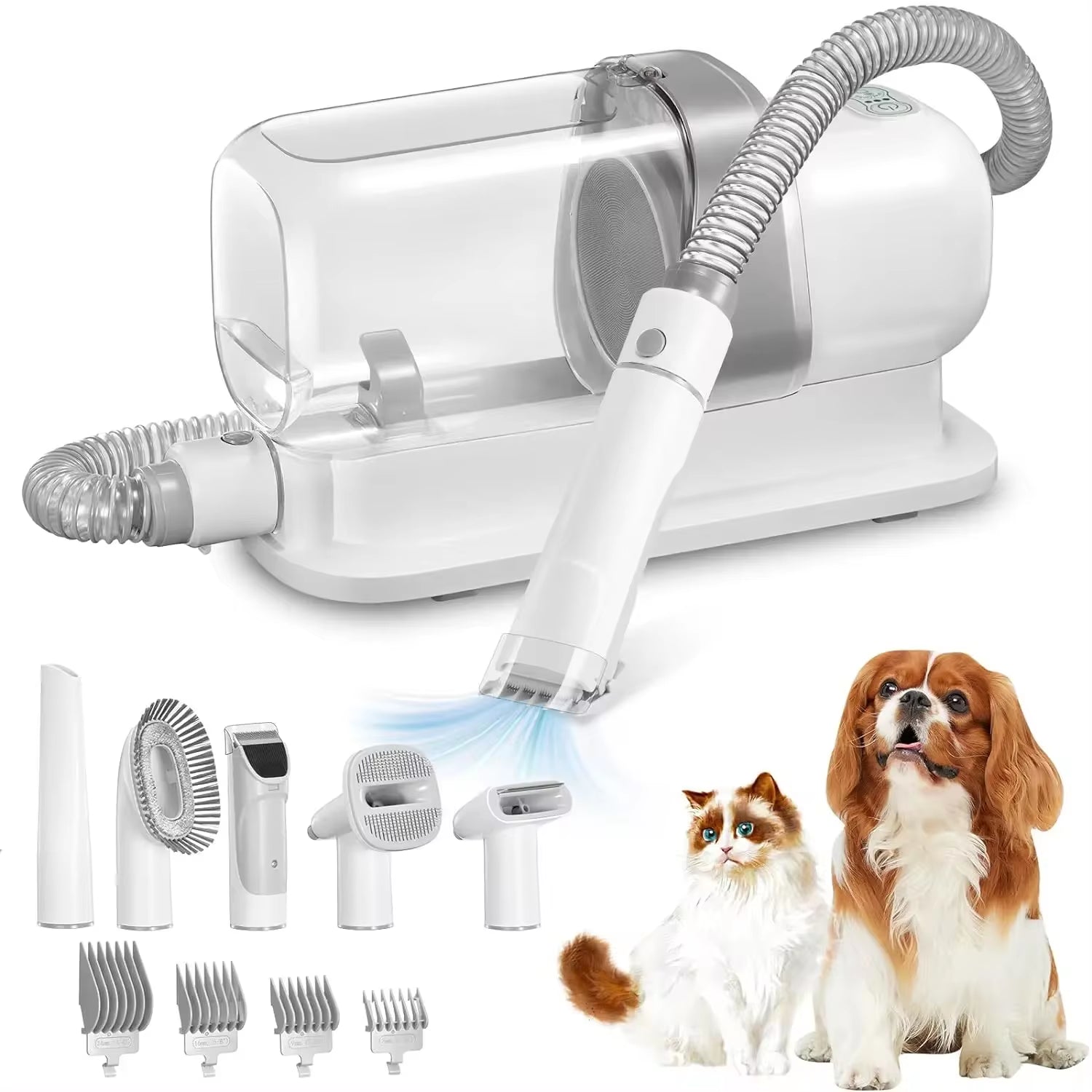 Dog Grooming Vacuum Kit with 2.3L Capacity - Pet Hair Vacuum and Grooming Brush