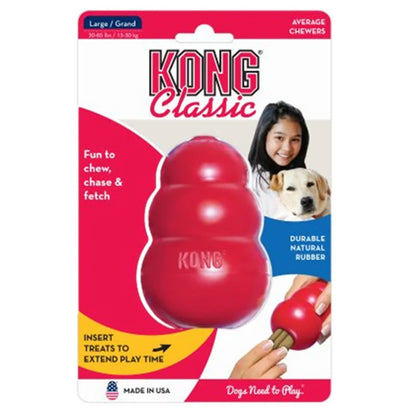 KONG Classic Teething Rubber Dog Chew Toy - XS to XXL Sizes