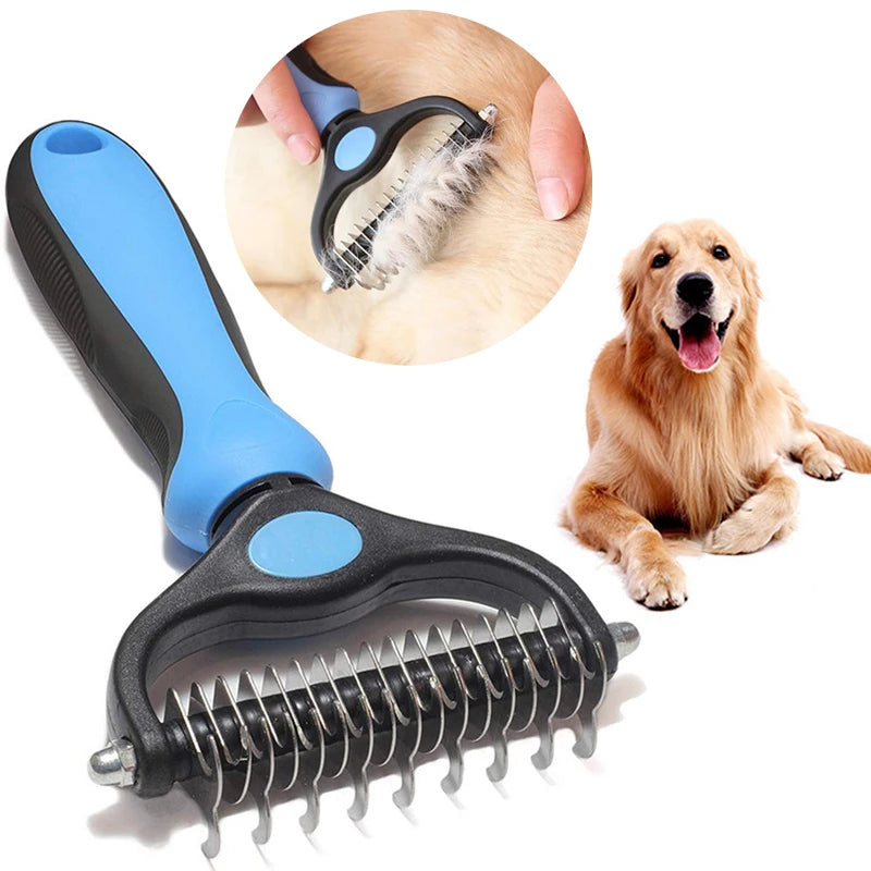 Professional Pet Deshedding Brush - Hair Remover and Knot Cutter for Dogs and Cats