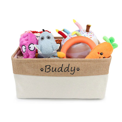 Customizable Pet Toy Basket, Personalized Storage Box for Pet Clothes and Accessories