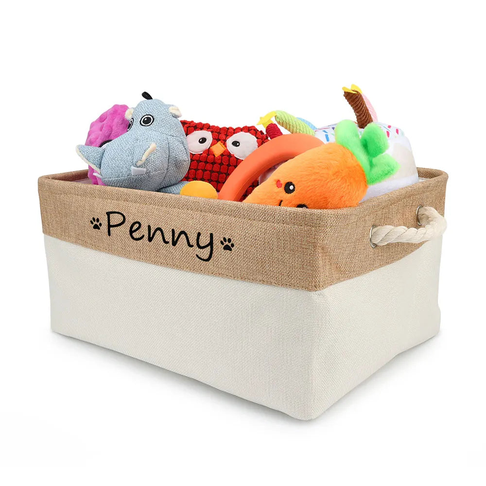 Customizable Pet Toy Basket, Personalized Storage Box for Pet Clothes and Accessories