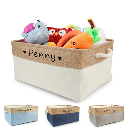 Customizable Pet Toy Basket, Personalized Storage Box for Pet Clothes and Accessories