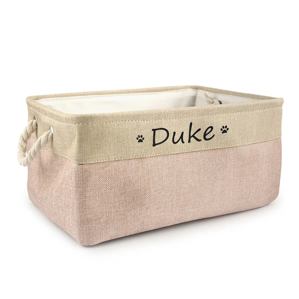 Customizable Pet Toy Basket, Personalized Storage Box for Pet Clothes and Accessories