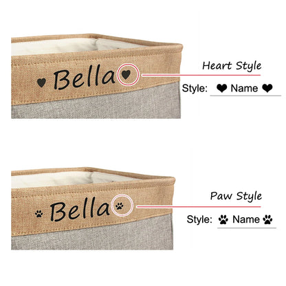 Customizable Pet Toy Basket, Personalized Storage Box for Pet Clothes and Accessories