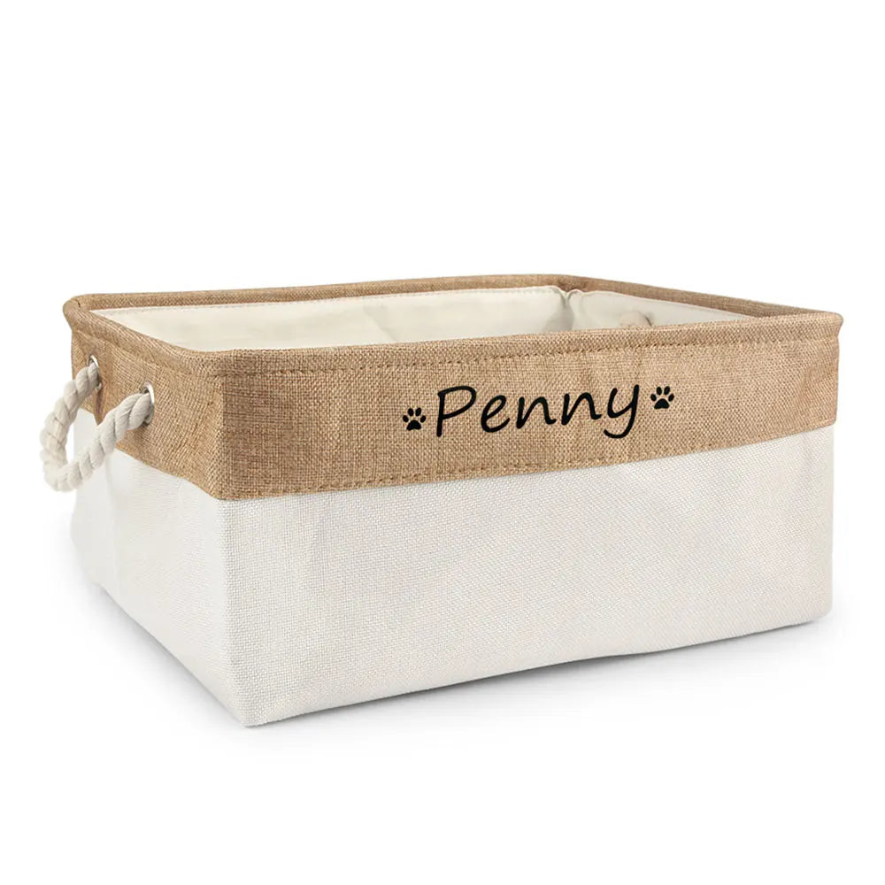 Customizable Pet Toy Basket, Personalized Storage Box for Pet Clothes and Accessories