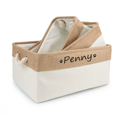 Customizable Pet Toy Basket, Personalized Storage Box for Pet Clothes and Accessories