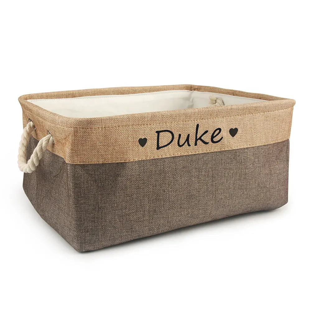 Customizable Pet Toy Basket, Personalized Storage Box for Pet Clothes and Accessories