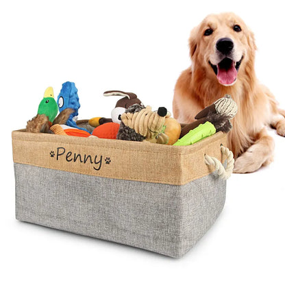 Customizable Pet Toy Basket, Personalized Storage Box for Pet Clothes and Accessories