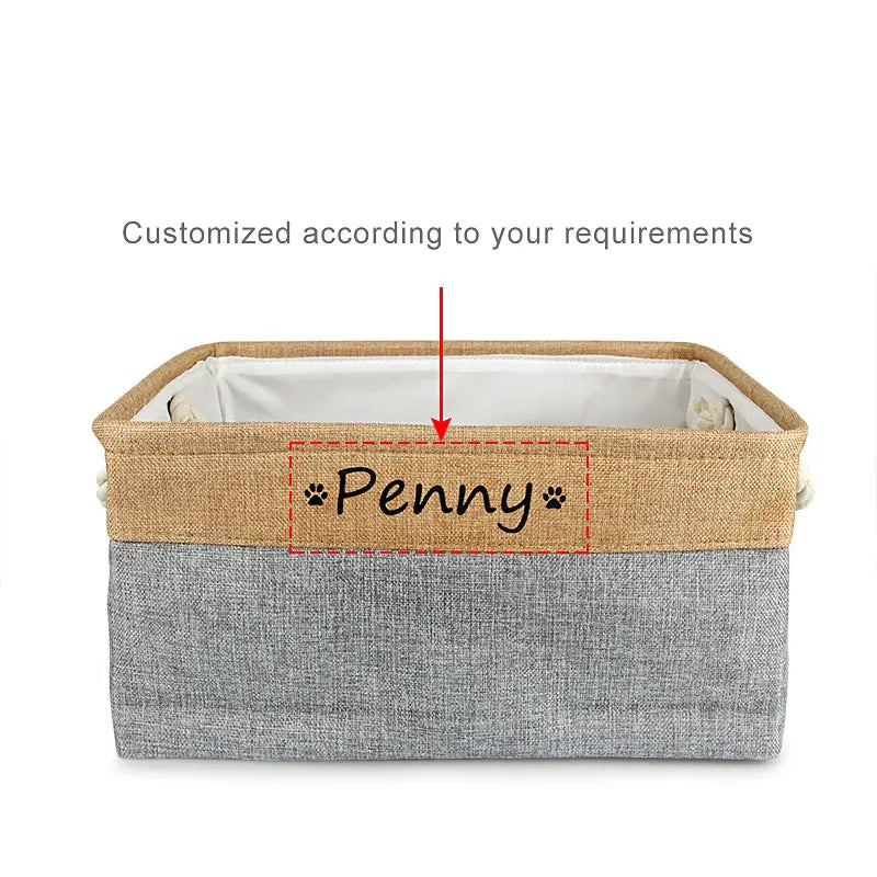 Customizable Pet Toy Basket, Personalized Storage Box for Pet Clothes and Accessories