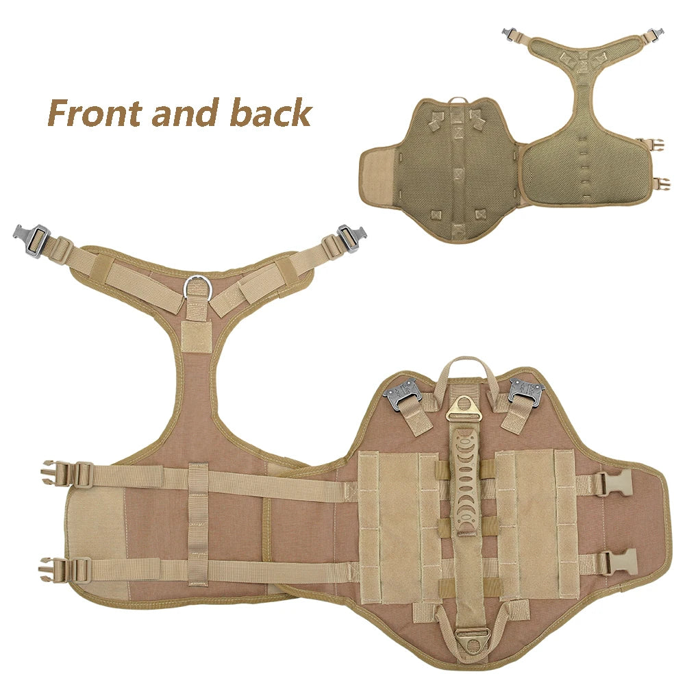 Tactical Nylon Dog Vest Harness - No-Pull Military Dog Harness for Medium/Large K9