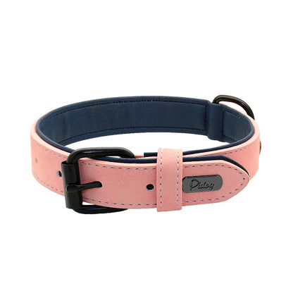 Personalized Leather Dog Collar with ID Tag for Small to Large Dogs