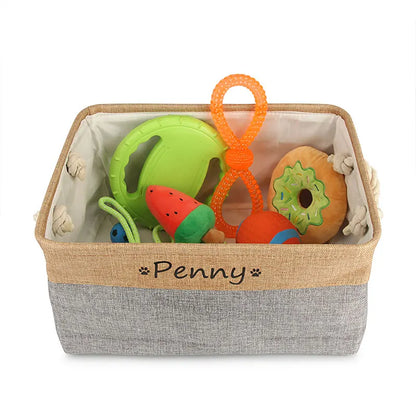 Customizable Pet Toy Basket, Personalized Storage Box for Pet Clothes and Accessories