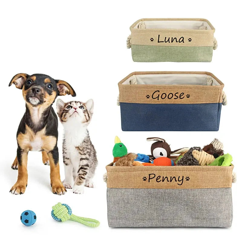 Customizable Pet Toy Basket, Personalized Storage Box for Pet Clothes and Accessories