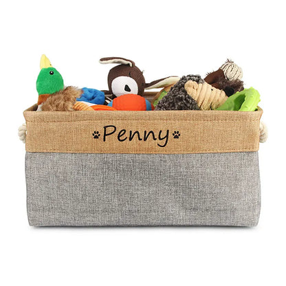 Customizable Pet Toy Basket, Personalized Storage Box for Pet Clothes and Accessories