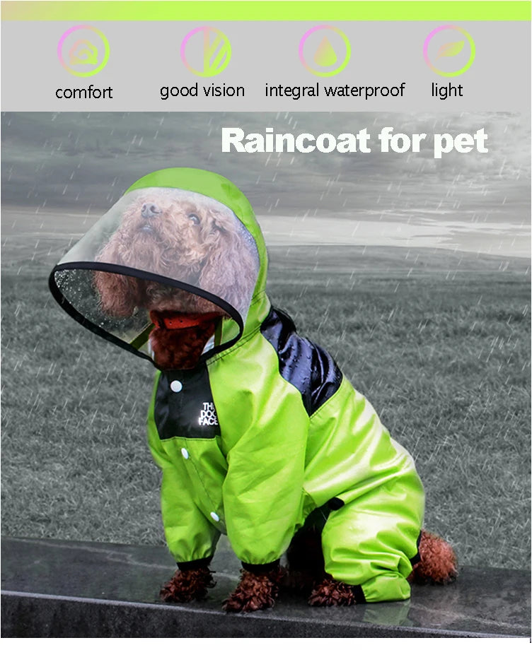 Face Raincoat for Dogs, Waterproof Jacket for Pets