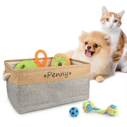 Customizable Pet Toy Basket, Personalized Storage Box for Pet Clothes and Accessories