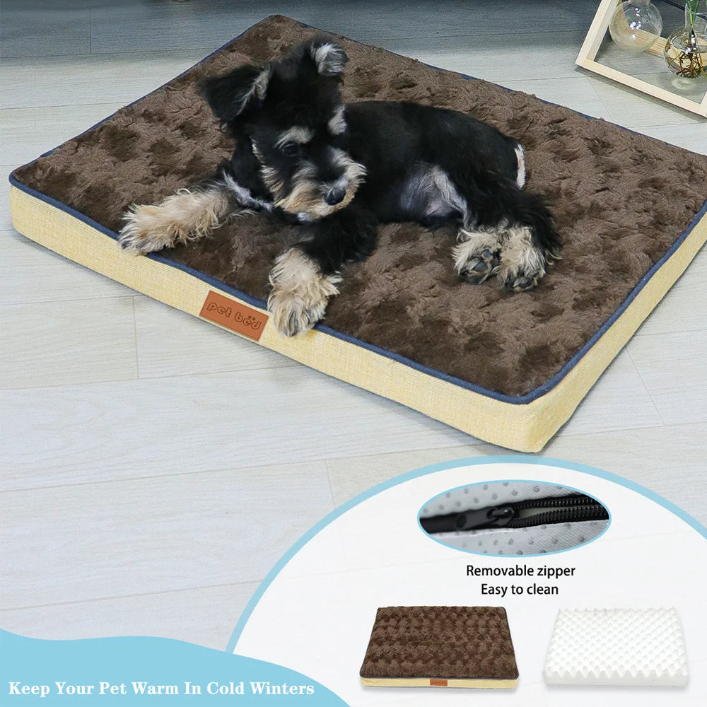 Memory Foam Dog Bed, Removable Faux Fur Cover, Orthopedic, Waterproof