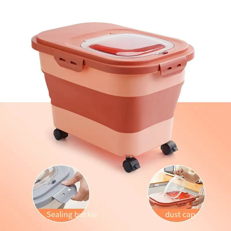 Foldable Pet Food Storage Container, Airtight Dry Food Box for Cats and Dogs