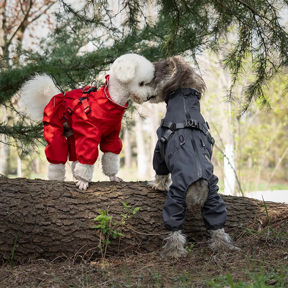 Dog Raincoat with Harness, Adjustable Reflective Raincoat for Small Dogs