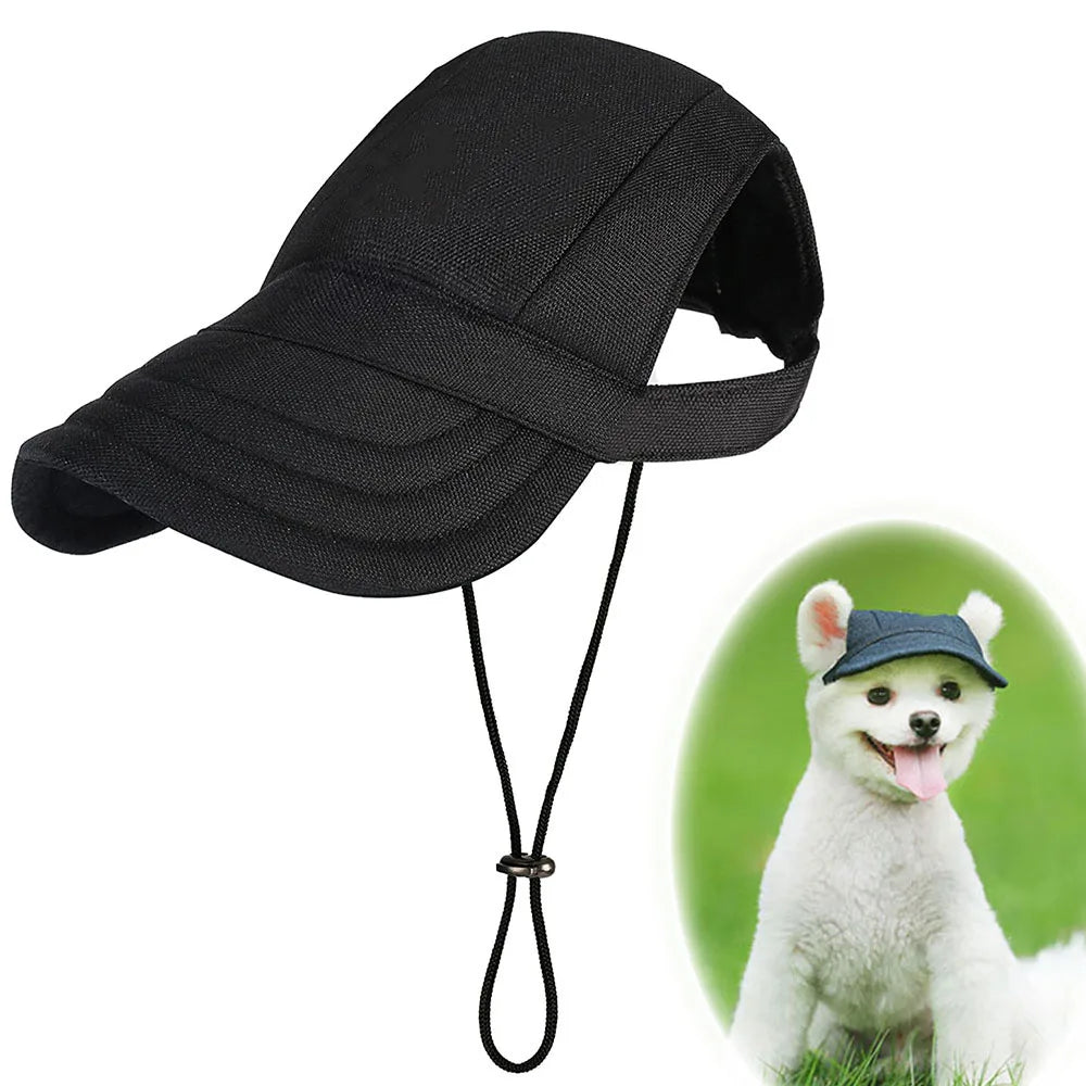 Dog Sun Hat - Adjustable Baseball Cap with Ear Holes for Small, Medium, and Large Dogs