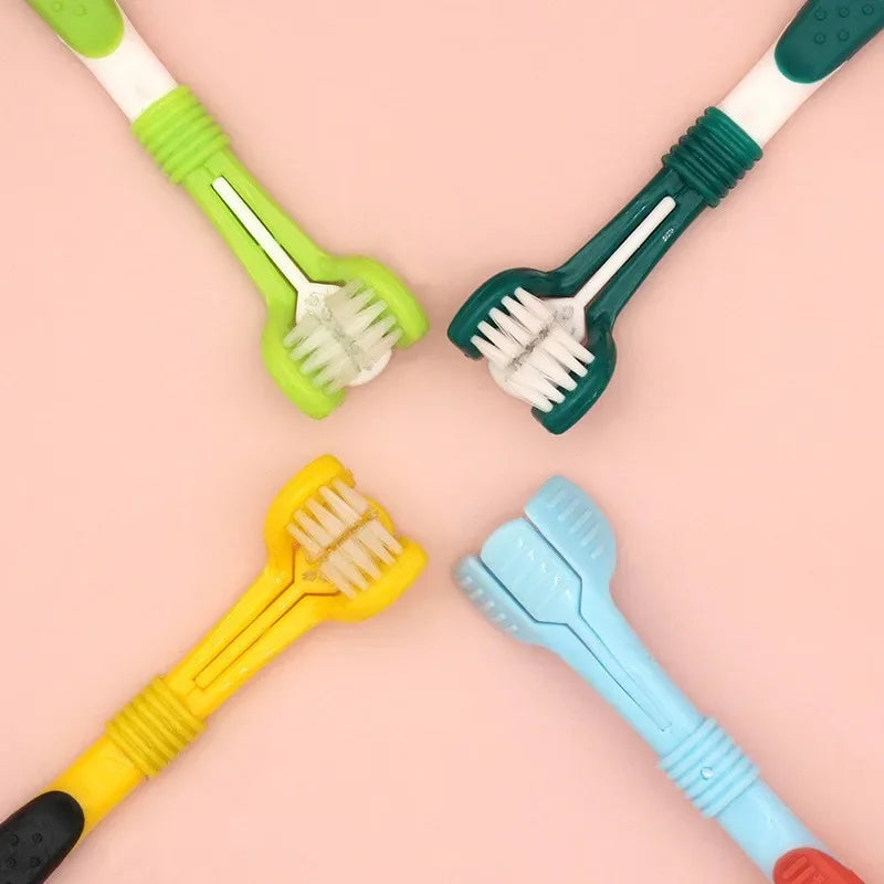 Triple-Sided Toothbrush for Pets