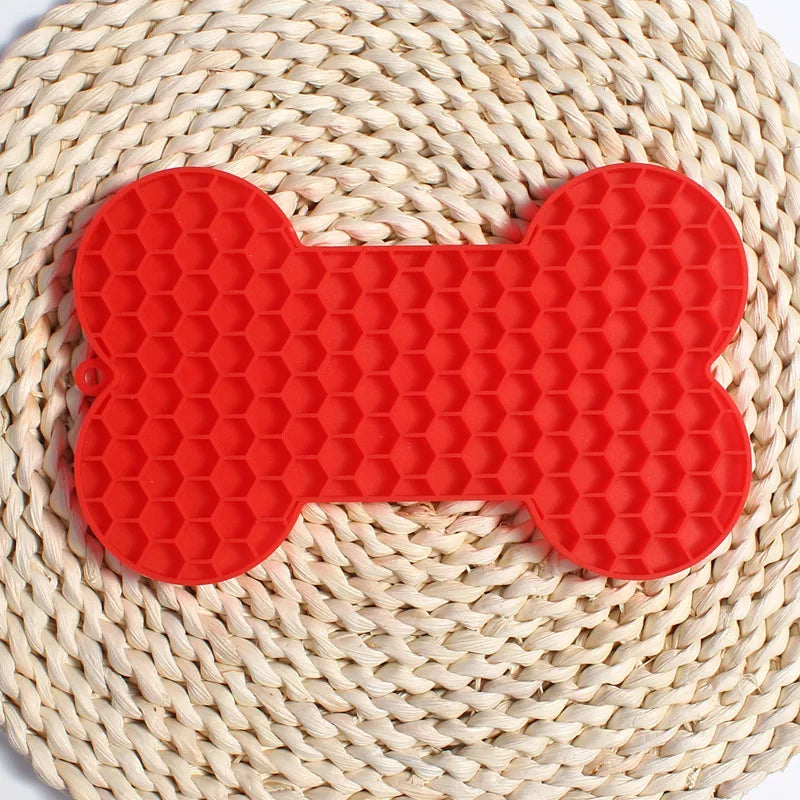 Bone Shape Silicone Licking Pad - Slow Feeder for Dogs and Cats