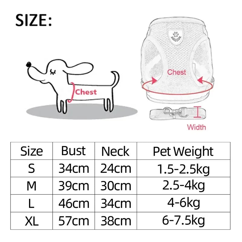 Adjustable Mesh Harness for Cats and Small Dogs