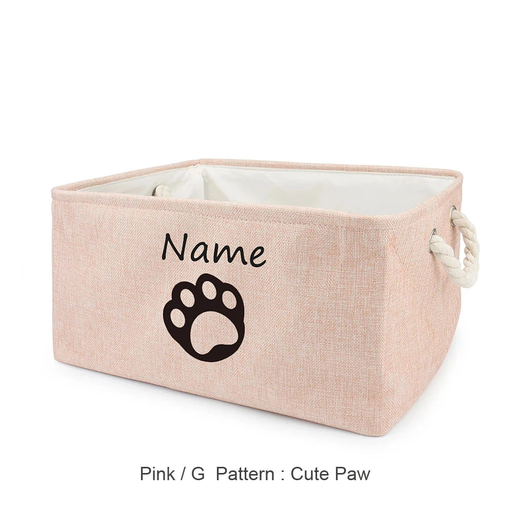 Dog Paw Toy Basket, Personalized Pet Storage Box for Cat and Dog Toys