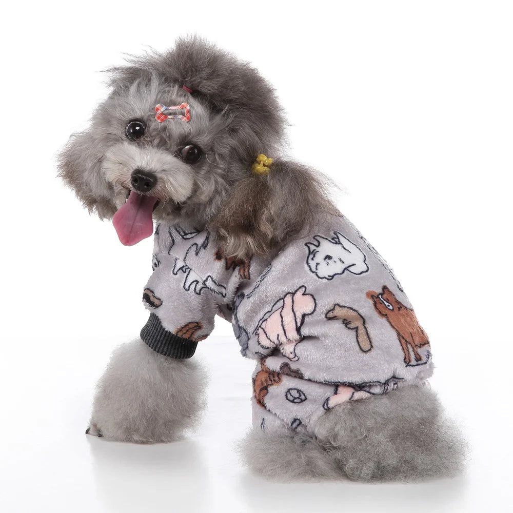 Christmas Dog Pajamas, Warm Jumpsuit, Winter Coat for Small Dogs and Puppies