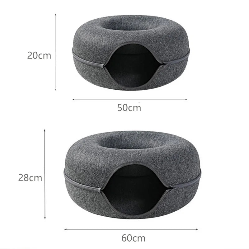 Interactive Donut Tunnel Bed for Cats