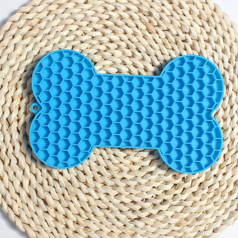 Bone Shape Silicone Licking Pad - Slow Feeder for Dogs and Cats