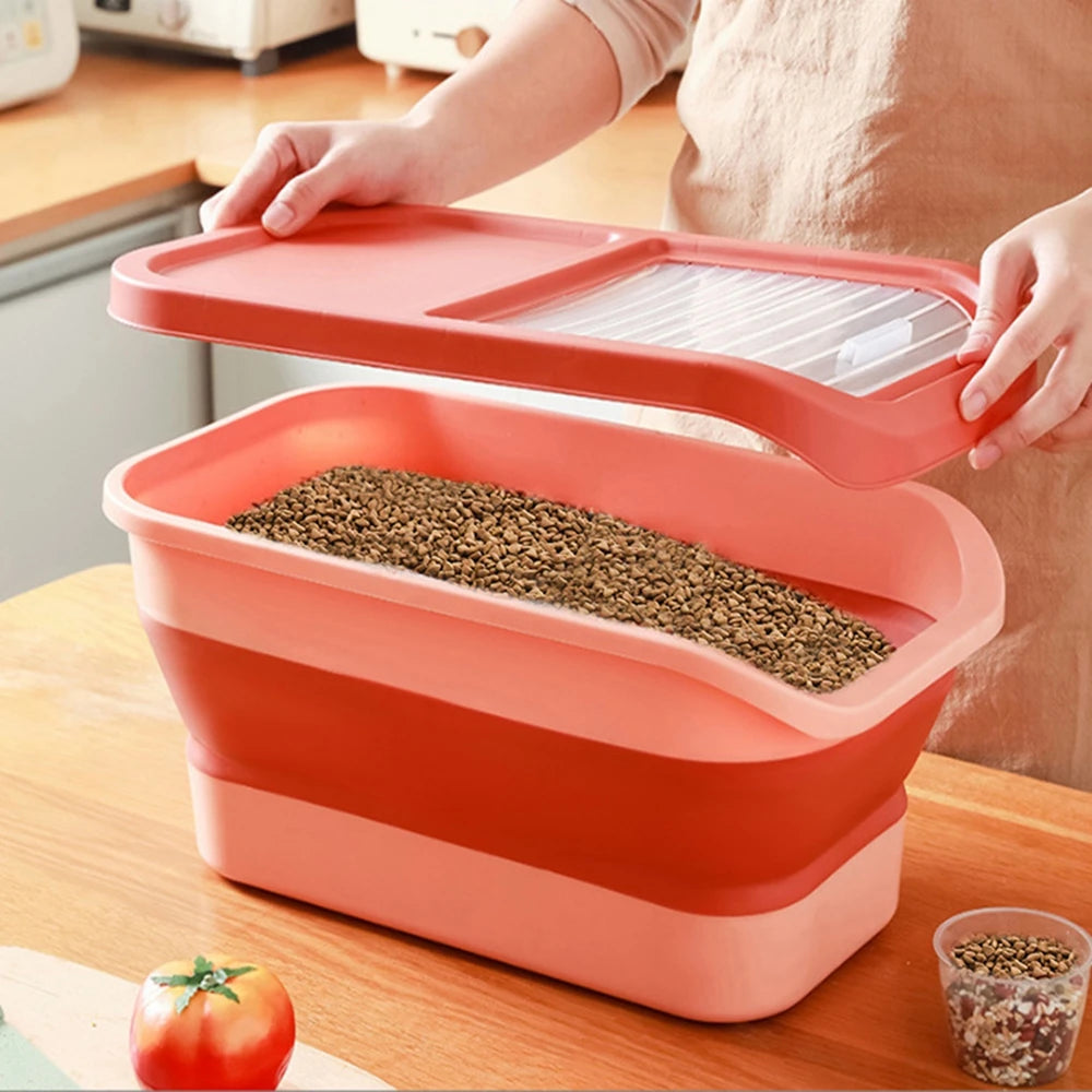 Foldable Pet Food Storage Container, Airtight Dry Food Box for Cats and Dogs