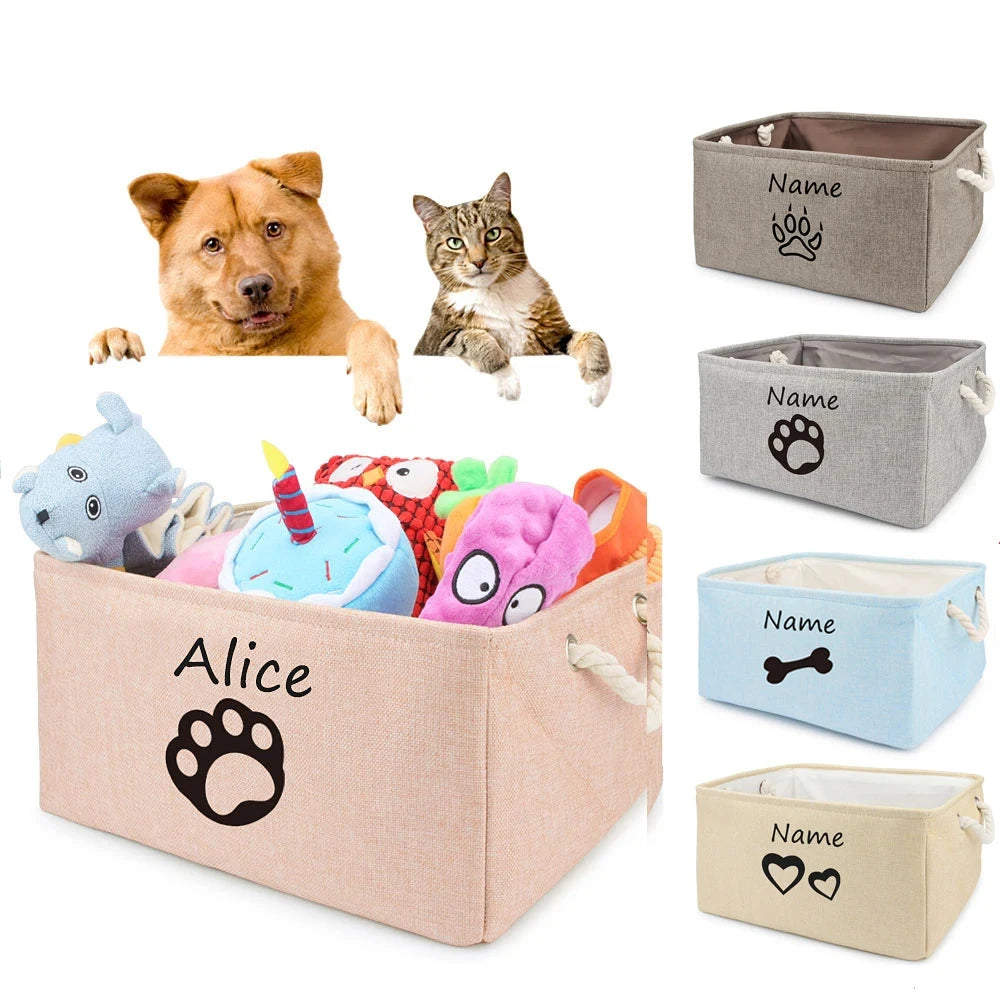 Dog Paw Toy Basket, Personalized Pet Storage Box for Cat and Dog Toys