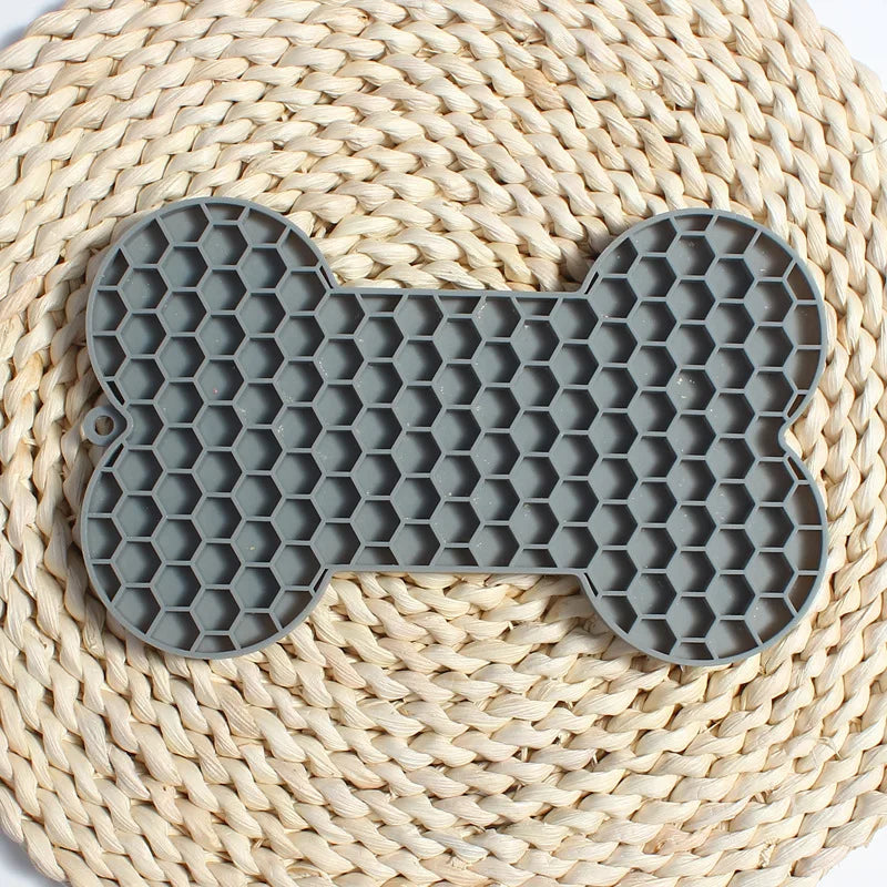 Bone Shape Silicone Licking Pad - Slow Feeder for Dogs and Cats