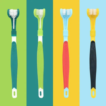 Triple-Sided Toothbrush for Pets