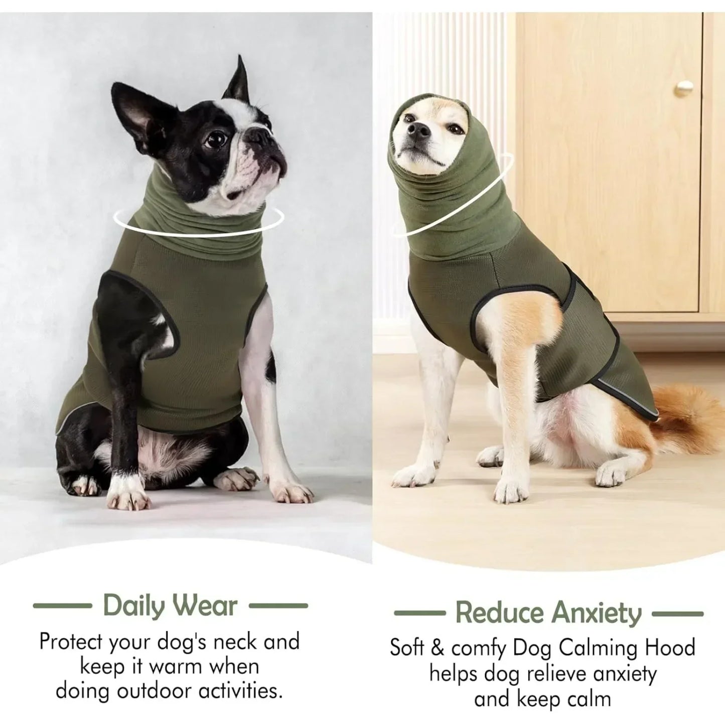 Anxiety Vest for Large Dogs, Calming Jacket with Hood for Fireworks, Quarantine