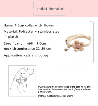 Adjustable Cat Collar with Flower and Bell