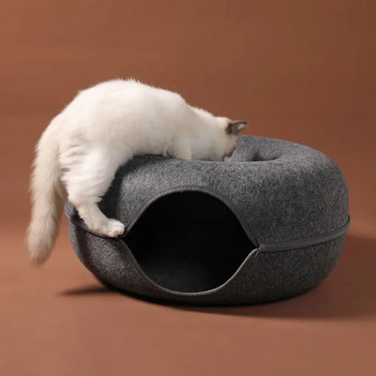 Interactive Donut Tunnel Bed for Cats