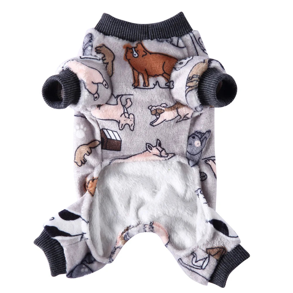 Christmas Dog Pajamas, Warm Jumpsuit, Winter Coat for Small Dogs and Puppies