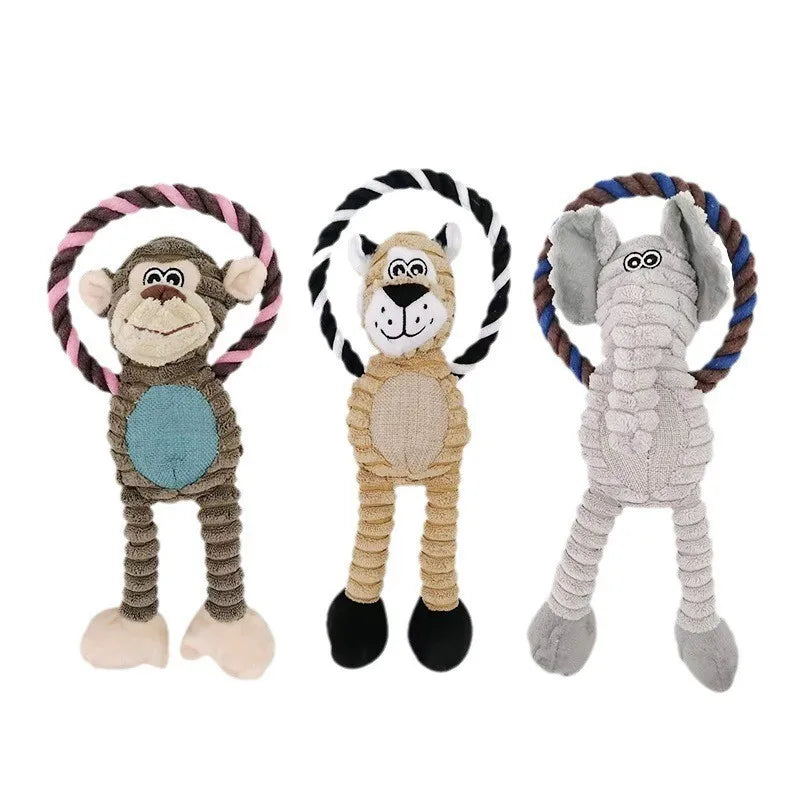 Squeaky Plush Animal Toys for Dogs, Bite-Resistant Chew Toys for Clean Teeth