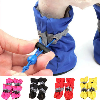 Waterproof Non-Slip Pet Boots – Rain Shoes for Small Dogs and Cats (Set of 4)