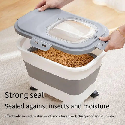 Foldable Pet Food Storage Container, Airtight Dry Food Box for Cats and Dogs