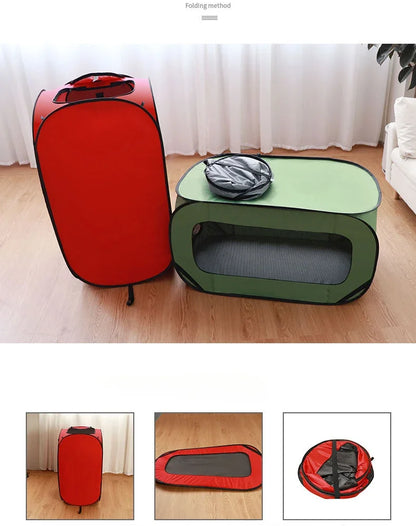 Foldable Dog Cage, Waterproof Oxford Cloth Pet Carrier for Car and Travel