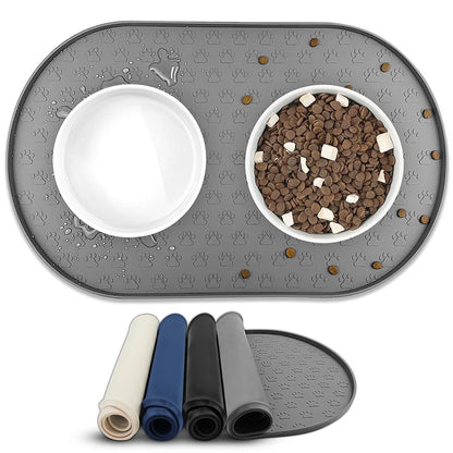 Round Non-Slip Silicone Pet Food Mat, Easy-to-Clean Feeding Mat for Dogs and Cats