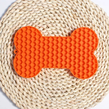 Bone Shape Silicone Licking Pad - Slow Feeder for Dogs and Cats