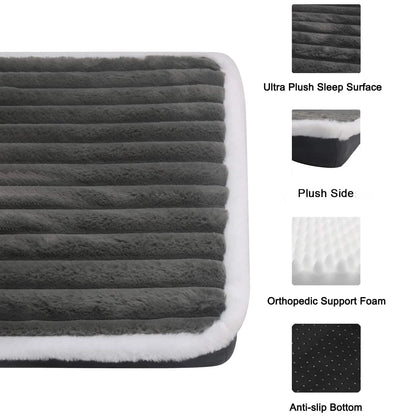 Short Plush Orthopedic Dog Bed, Non-Slip Base, Washable Cover for Large, Medium, and Small Dogs