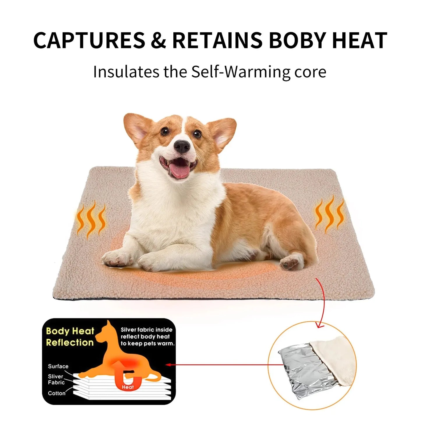 Self-Warming Blanket for Cats and Small Dogs, No Electricity Needed